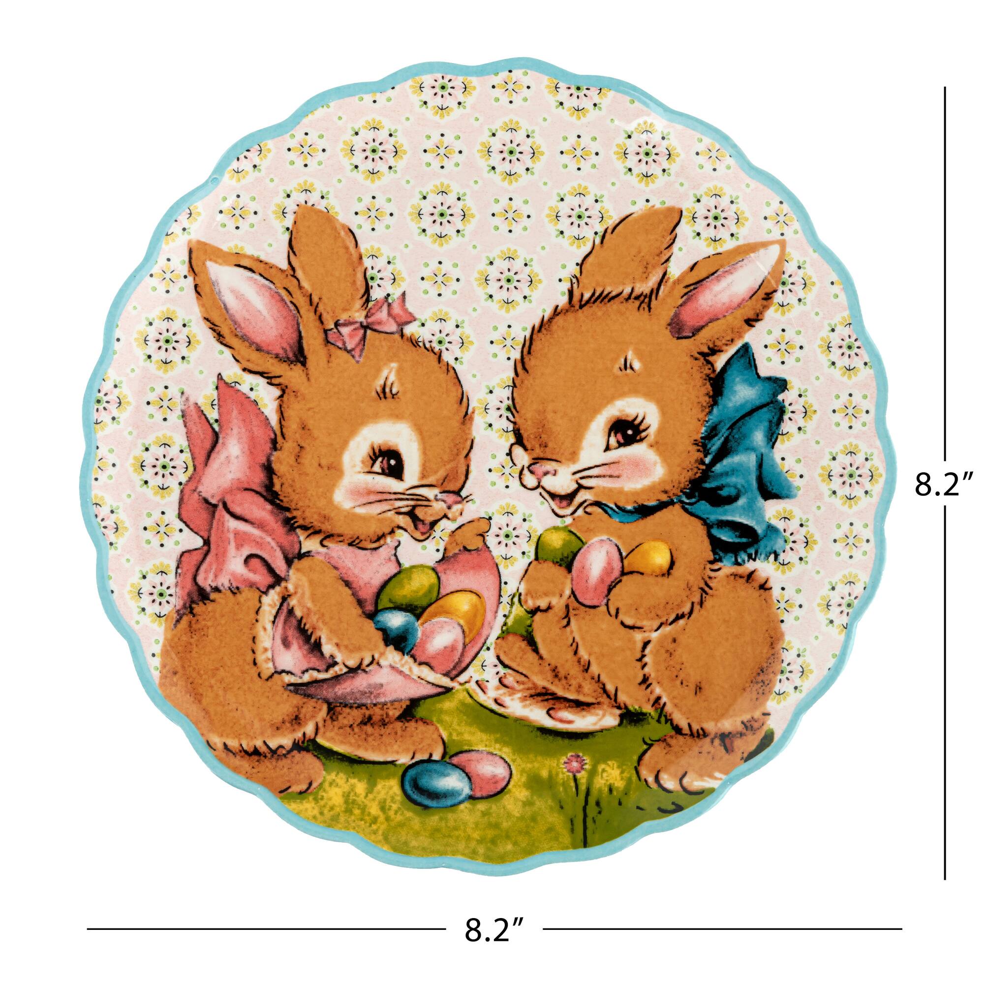 Mr. Cottontail 8" Scalloped Easter Plates Set
